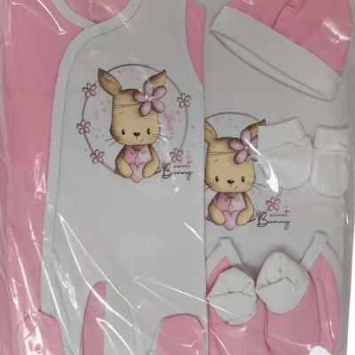 Комплект за изписване Светли, Зайче с цвете в розово/бяло