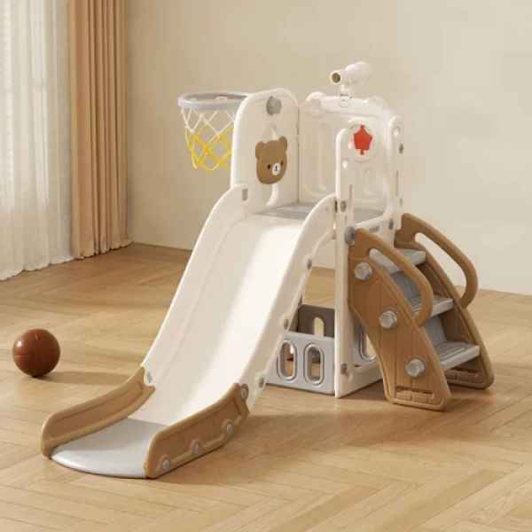 Детска пързалка с телескоп и баскетболен кош Feelkids, Кафяво мече-10fWY.jpeg