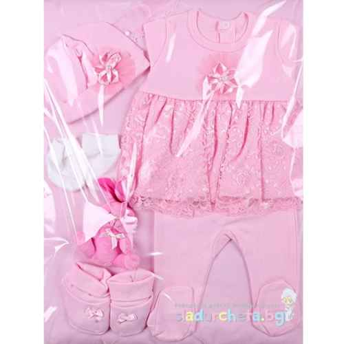 Комплект за изписване Светли, Дантела в розово
