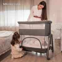 Бебешка мини кошара с падаща преграда 2в1 Lorelli Layla, Grey-1DzT2.jpeg