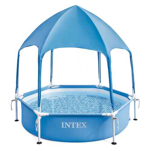 Сглобяем басейн с метална рамка и със сенник Intex, 183 x 38 см