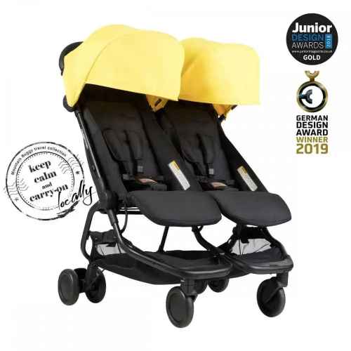 Бебешка количка за две деца Mountain Buggy Nano DUO, Cyber (жълто и черно)