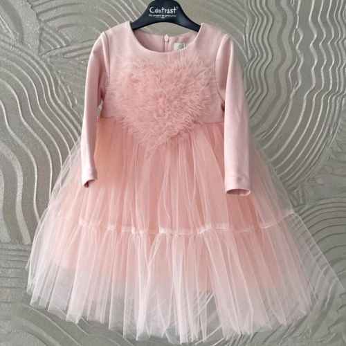 Детска рокля Контраст, розова