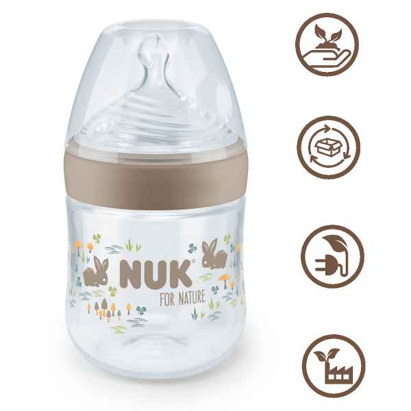 Шише NUK For Nature Temperature Control, 0+ м РР 150 мл. със силиконов биберон S, Бежово-5LxAR.jpeg