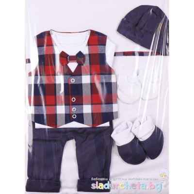 Комплект за изписване Светли, Момче с елек-каре червено