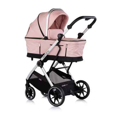 Комбинирана бебешка количка 3в1 Chipolino Аурора, розова пудра