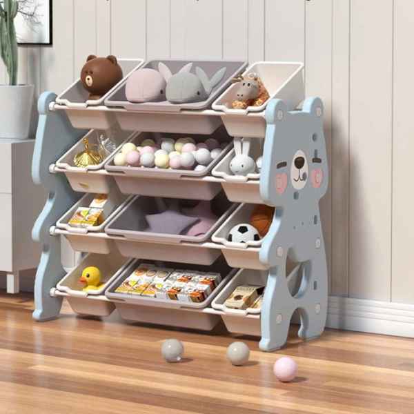Детски органайзер Feelkids, Синьо мече за играчки на 4 нива и 12 подвижни кутии-5udo7.jpeg
