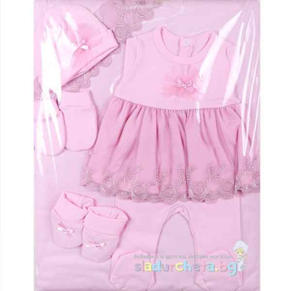 Комплект за изписване Светли, Дантела с панделка в пепелно розово-6kkYL.jpeg