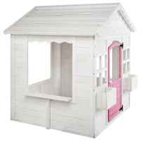 Детска дървена къща Ginger Home, с прозорци и саксии, бяла-7vGsb.jpeg