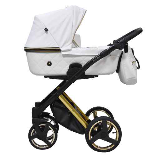 Комбинирана бебешка количка 3в1 Tutek DIAMOS | VX White GOLD5 BLACK/GOLD ECO