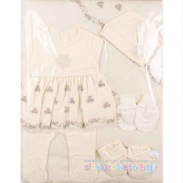 Комплект за изписване Светли, Дантела с Цветя в шампанско-93p8m.jpeg