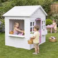 Детска дървена къща Ginger Home, с прозорци и саксии, бяла-ABB3F.jpeg