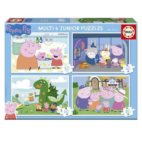 Прогресивен пъзел Educa, Peppa Pig 4 в 1, 20-40-60-80 части