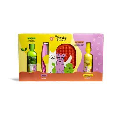 Подаръчен комплект за домашен любимец Martinelia, Tresky & Friends, С гребен и четка, 4 части