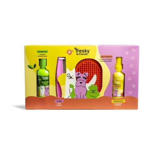 Подаръчен комплект за домашен любимец Martinelia, Tresky & Friends, С гребен и четка, 4 части