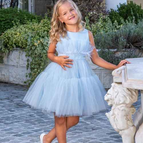 Детска рокля Контраст, синя