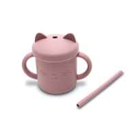 Силиконова чаша с дръжки и сламка Lorelli Natural, Deep Pink-DsC2t.jpeg