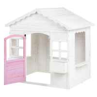 Детска дървена къща Ginger Home, с прозорци и саксии, бяла-E54du.jpeg