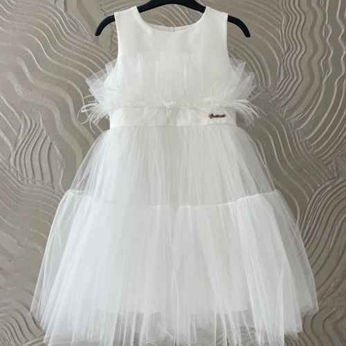 Детска рокля Контраст, бяла