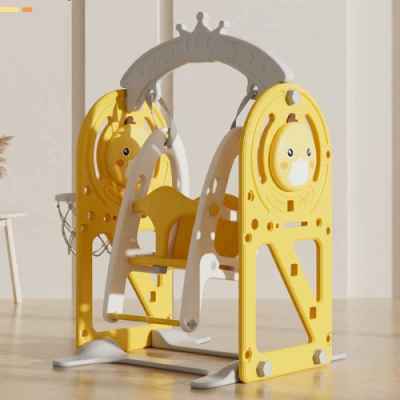 Детска люлка с баскетболен кош и интерактивни елементи Feelkids, жълта