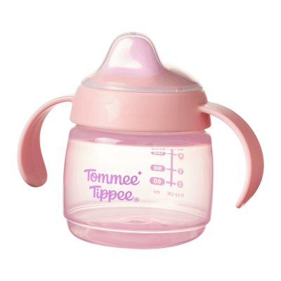 Неразливаща се чаша с мек накрайник и дръжки Tommee Tippee, Starter Spout 150 мл 4м+, розова