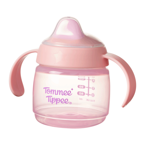 Неразливаща се чаша с мек накрайник и дръжки Tommee Tippee, Starter Spout 150 мл 4м+, розова