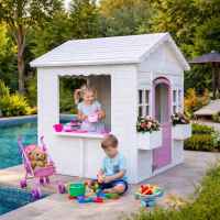 Детска дървена къща Ginger Home, с прозорци и саксии, бяла-IrZDx.jpeg