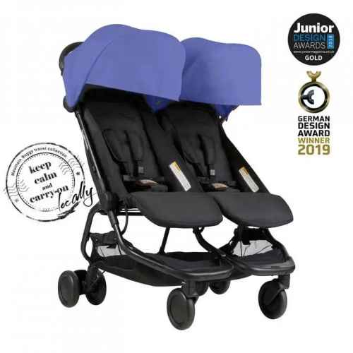 Бебешка количка за две деца Mountain Buggy Nano DUO, Nautical (черно и синьо)