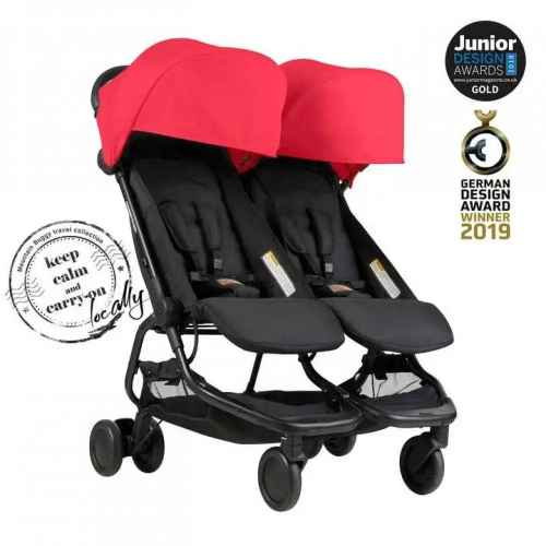 Бебешка количка за две деца Mountain Buggy Nano DUO, Ruby (червено и черно)