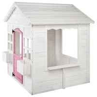 Детска дървена къща Ginger Home, с прозорци и саксии, бяла-JiuFk.jpeg