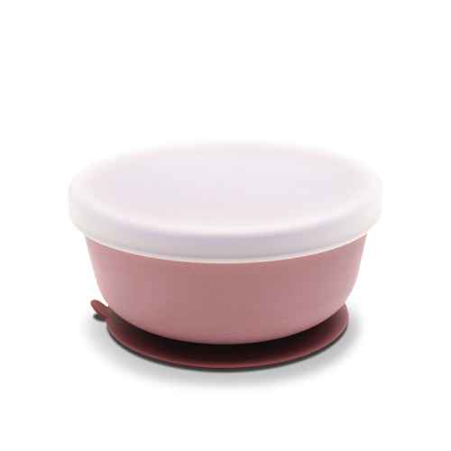 Силиконова вакуум купа с капак Lorelli Natural, Deep pink