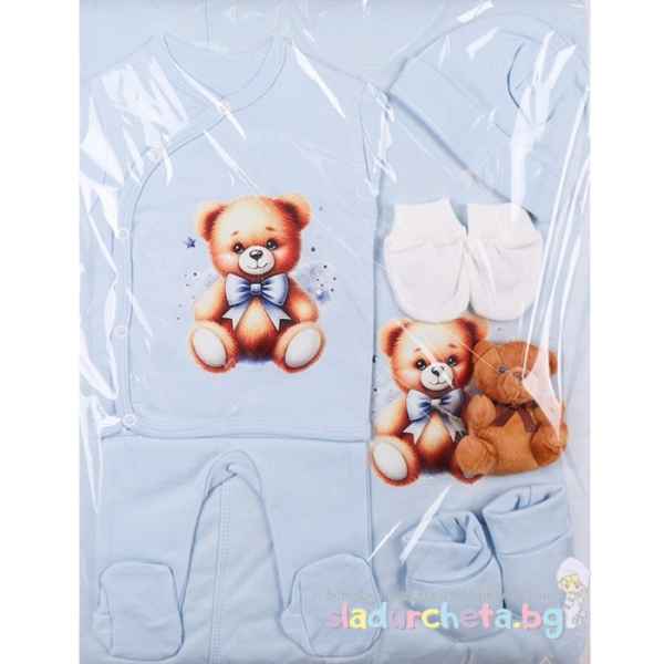 Комплект за изписване Светли, Мечо с панделка в синьо-JtN0I.jpeg