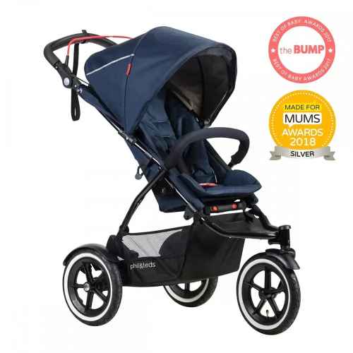 Бебешка количка Phil & Teds Sport V5 за едно или породени деца, Синя