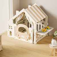 Пластмасова детска къщичка за игра с маса за конструктори Feelkids, бяла-L3fXn.jpeg