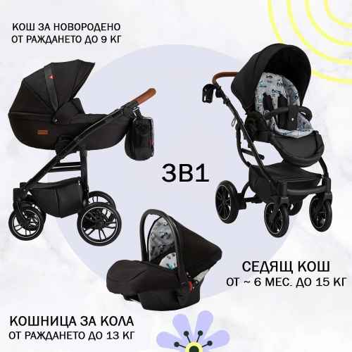 Комбинирана бебешка количка 3в1 Tutek GRANDER Play G5 AUTA