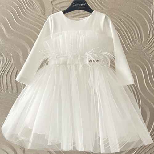 Детска рокля Контраст, бяла