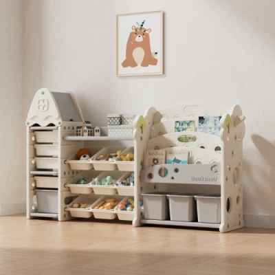 Детска етажерка-органайзер Feelkids, 17 отделения и изтеглящи се кутии, бяла