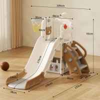 Детска пързалка с телескоп и баскетболен кош Feelkids, Кафяво мече-NVWSo.jpeg