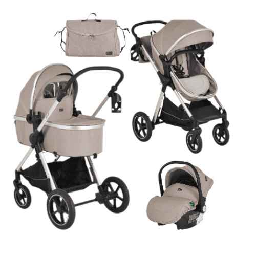 Комбинирана бебешка количка 3в1 Moni Alina, Seed-Pearl