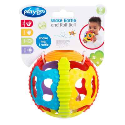 Разноцветна топка дрънкалка Playgro Shake Rattle and Roll Ball, 6м+