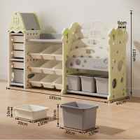 Детска етажерка-органайзер Feelkids, 17 отделения и изтеглящи се кутии, зелена-OCocu.jpeg