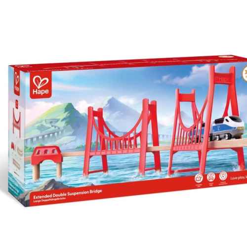 Дървен комплект Hape, Железопътни мостове, 17 части