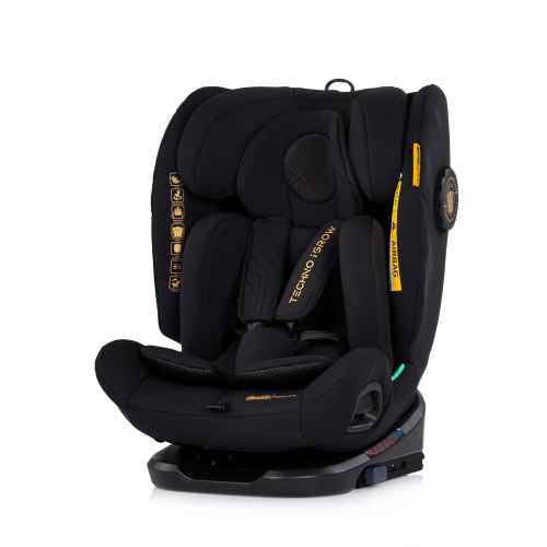 Столче за кола Chipolino Techno iGROW I-size 40-150 см 360, черно