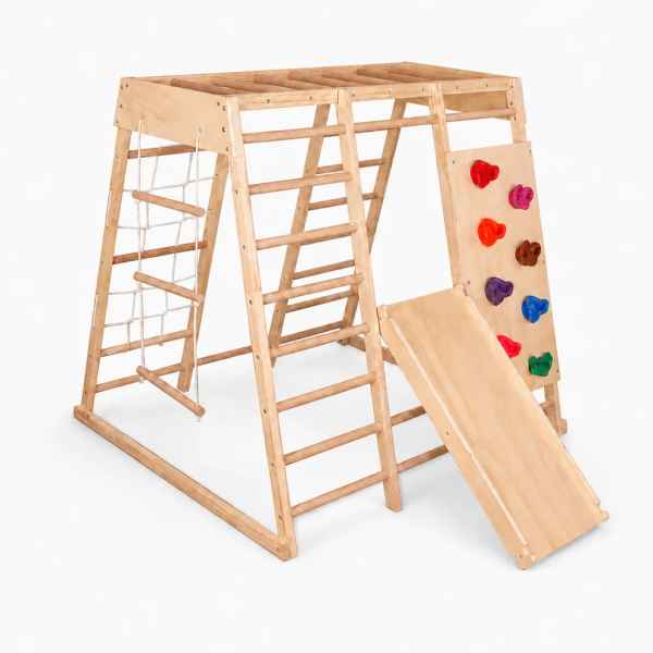 Детска дървена катерушка Ginger Home, Пързалка, стълби и стена за катерене-Q1SRC.jpeg