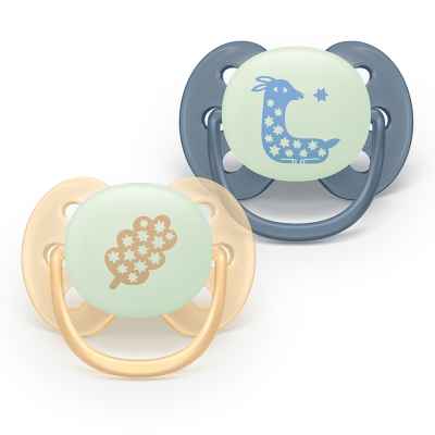 2 бр. залъгалки Philips Avent Ultra Soft NightTime 6-18м, пастелни момче