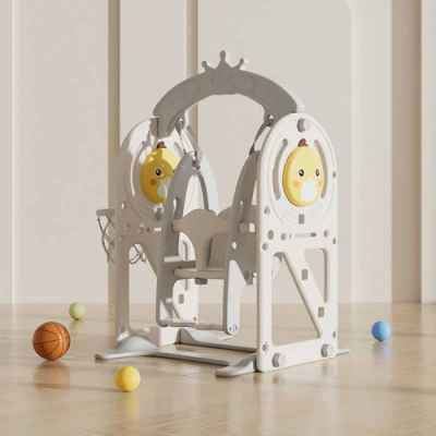 Детска люлка с баскетболен кош и интерактивни елементи Feelkids, сива