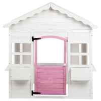 Детска дървена къща Ginger Home, с прозорци и саксии, бяла-QWDpX.jpeg