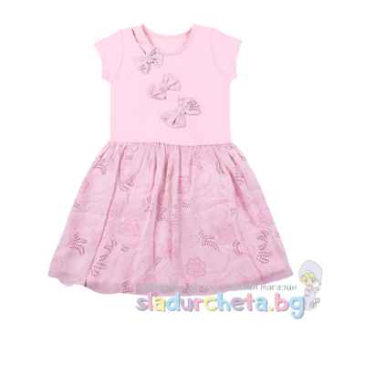 Детска рокля Калина, Панделки щампа в розово