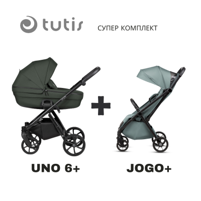 Комбинирана бебешка количка 2в1 Tutis UNO 6+, Pistaccio + JOGO+ mint