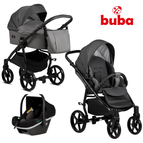 Комбинирана бебешка количка Buba Karina Light 3в1, 202 Dark Grey